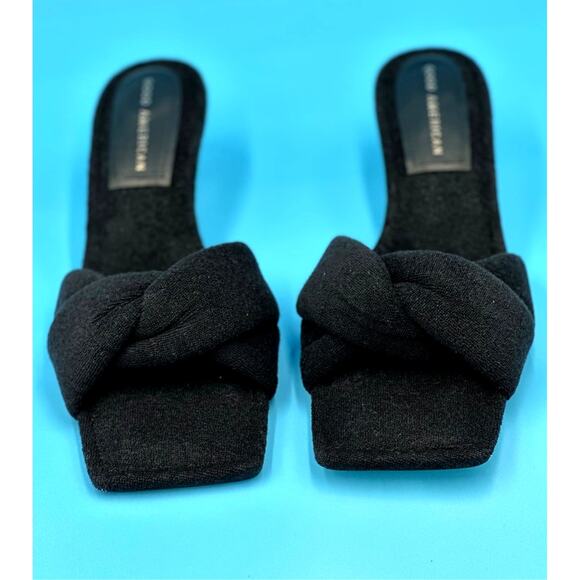 Good American Women's Terry Kickstand Low Heel Slide Sandals - Black - size 7 - Picture 3 of 12